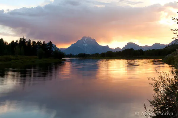 Coucher de soleil à Oxbow Bend à Grand Teton National Park