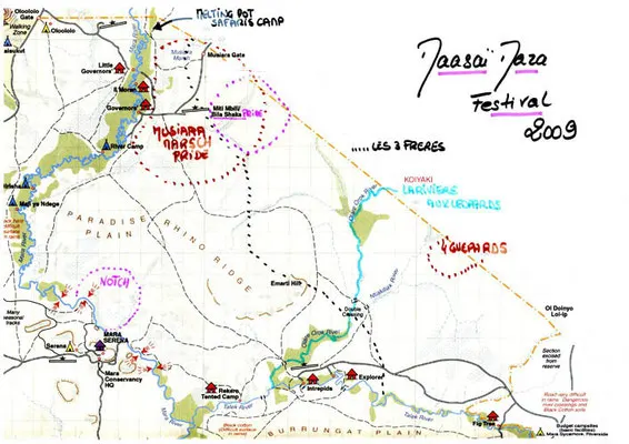 Carte de Masaï Mara, zone nord (Merci à Denis et Stéphanie)