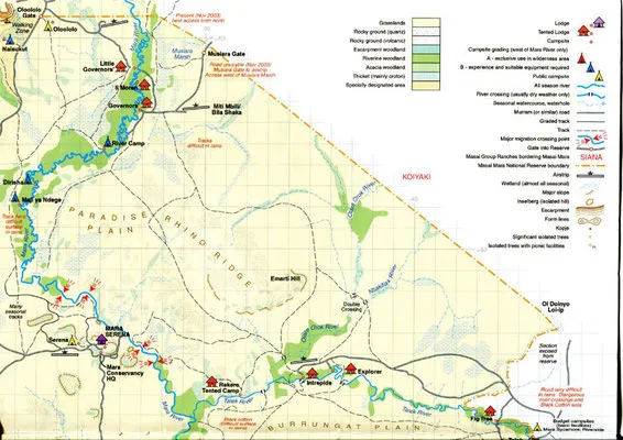 Carte le la réserve de Masaï Mara nord